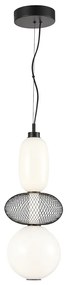 Závesné svietidlo Arame, 2x biele sklenené/1x čierne drôtené tienidlo, b
