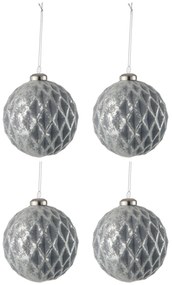 Sada šedých vianočných gulí so striebornou patinou (4ks) - 10 * 10 * 9 cm
