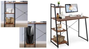 Kompaktný počítačový stôl, pracovná stanica so 4 policami