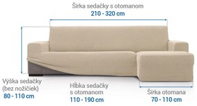 Super strečové poťahy HARMONIA smotanová sedačka s otomanom vpravo (š. 210 - 320 cm)