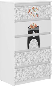 Wooden Toys Detská komoda R-5 MEDVEDÍK ČIERO-BIELY