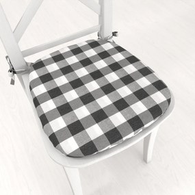 Biante Oblý podsedák Rebeka RE-010 Sivo-biela kocka veľká - 39x37x3 cm