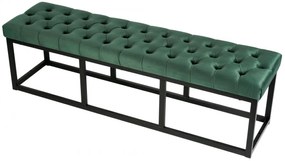 Lavica Polson - zamat, čierny rám 150 cm - Zelená