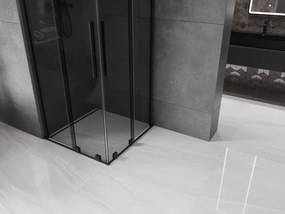 Mexen Velar Duo, sprchový kút s posuvnými dverami 90 x 90 cm, 8mm šedé sklo, čierna matná, 871-090-090-42-70