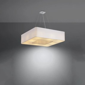 Závesné svietidlo Urano, 1x biele textilné tienidlo, (biely plast), (80 cm)