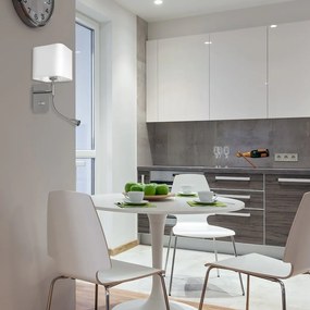 Nástenné svietidlo Napoli, 1x biele textilné tienidlo + 1xLED 1w, ch