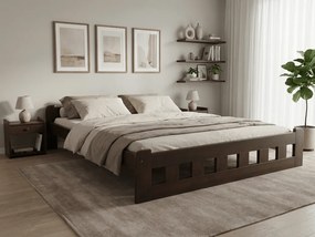 Posteľ Naomi zvýšená 140 x 200 cm, orech Rošt: S lamelovým roštom, Matrac: Matrac DELUXE 10 cm