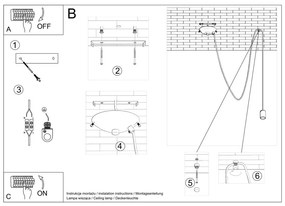 Čierne závesné svietidlo Spider – Sollux