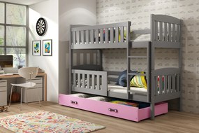 Interbeds Poschodová posteľ Kubus grafit so šuplíkom190cm x 90cm - ružová
