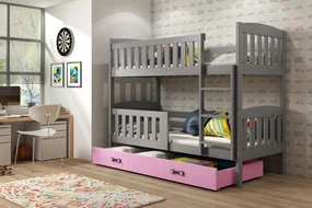 Interbeds Poschodová posteľ Kubus grafit so šuplíkom190cm x 90cm - ružová