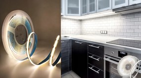 Sada COB neónových LED pásikov 12V 5m 320 diod 60W 8mm - zdroj + diaľkový ovládač