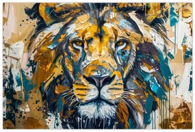 Obraz - Abstraktná olejomaľba s levom (90x60 cm)