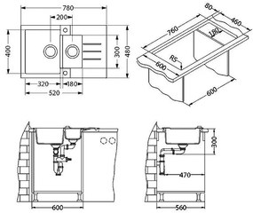 ALVEUS CZ ROCK 70 G- 91 černá (780x480mm)+ pop- up sifon F