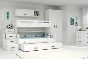 Interbeds Poschodová posteľ MAX 3 + 3x matrace 200x120 biela 2025