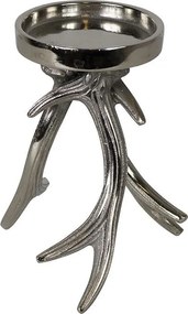 Strieborný kovový svietnik Austin s parohy - 11,5 * 11,5 * 19cm
