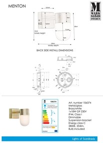 Biele/v zlatej farbe nástenné svietidlo Menton – Markslöjd