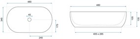 Rea Amelia Wood, umývadlo na dosku 480x345x135 mm, imitácia dreva-hnedá matná, REA-U5060