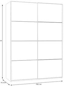 Šatníková skriňa so zrkadlom KARO 150x210 cm biela