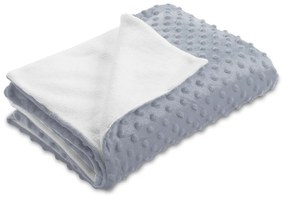 Biante Detská obojstranná deka Minky bodky/Polar MKP-050 Striebornosivá 100x150 cm