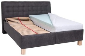 Čalúnená posteľ s matracom a úložným priestorom VIOLET 180x200 cm tmavosivá