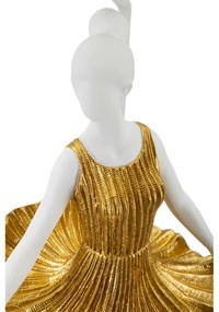 Stolová lampa s textilným tienidlom v bielo-zlatej farbe (výška 90,5 cm) Dancer – Mauro Ferretti