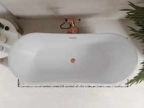 Mexen Celia, voľne stojaca vaňa 170 x 75 cm, biela-čierna, medený prepad, 52331707575-65