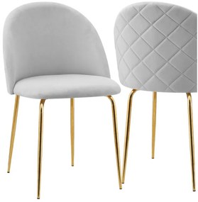Jedálenská stolička FARGO zamatová, zlatá / sivá
