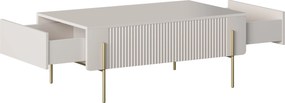 Kávový stolík Malmi 100 cm so zásuvkami - kašmír / zlaté nožičky