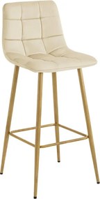 Barová stolička ARCETO zamatová, svetlobéžová / hnedá