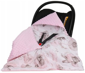 Vulpi Deka s kapucňou do autosedačky Minky Baby 80x80 Farba: ružová-slon