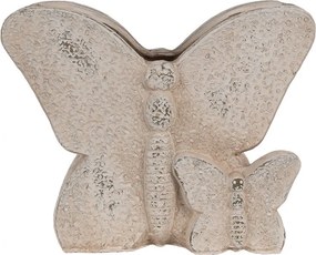 Béžový antik cementový kvetináč motýľ Butterfly - 24*10*19 cm