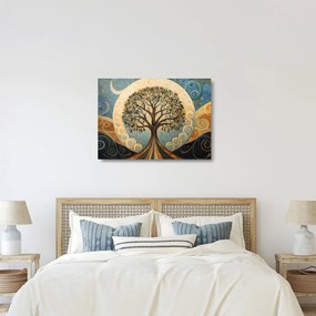 Sklenený obraz – Strom života a špirály (70x50 cm)
