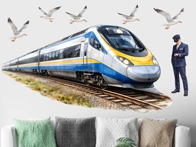 Vlak Pendolino textilní prelepiteľná nálepka na stenu hárok 75 x 39 cm