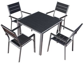 Záhradná zostava Fargo, štvorec - 4 miesta, čierna / sivá