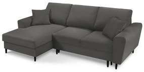 Tmavosivá menčestrová rozkladacia/s úložným priestorom rohová pohovka (ľavý roh/s leňoškou) Kyoto – Cosmopolitan Design