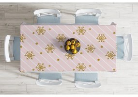 Vianočný obrus s prímesou bavlny Minimalist Cushion Covers Golden Snowflakes, 140 x 180 cm
