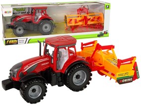 Lean Toys Červený traktor s oranžovým kultivátorom