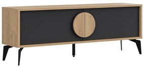 TV stolík v dekore duba v čierno-prírodnej farbe 140x51 cm Vae – Marckeric