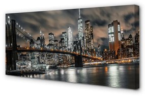 Obraz na plátne Most v noci panorama 125x50 cm