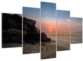 Obraz západu slnka na pláži (150x105 cm)