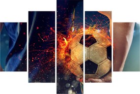 Obraz - Futbalová lopta v ohni (150x105 cm)