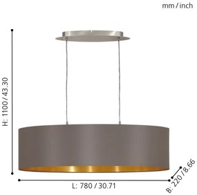 Eglo 31614 - Luster na lanku MASERLO 2xE27/60W/230V