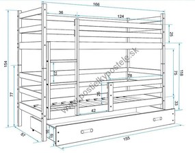 Poschodová posteľ ERIK 2 - 160x80cm - Borovica - Biela