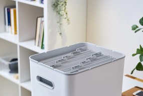 Úložný box na dokumenty, na archiváciu + 10 závesných zakladačov, myPAPER BOX - biely