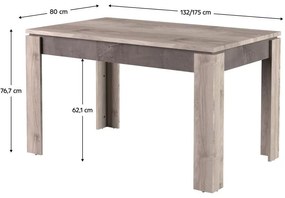 Tempo Kondela Jedálenský rozkladací stôl, gaštan nairobi/onyx, 130-175x80 cm, JESI
