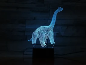 3Dmix 3DL-CLK045 – 3D LED nočná lampa - Diplodokus (Hodiny s budíkom)
