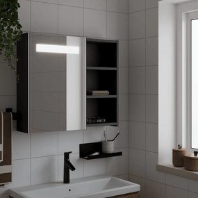 Kúpeľňová zrkadlová skrinka s LED svetlom čierna 60x13x52 cm 357971