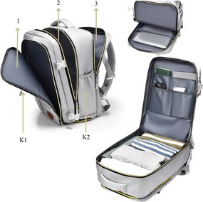 Vodoodolný batoh do školy, na cestovanie a šport sivá