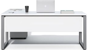 Rohový kancelársky stôl s kontajnerom Houseland Prime Home 01 180 cm biely