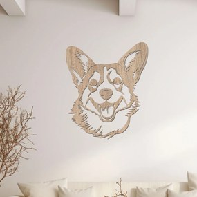 dřevo života Drevená dekorácia Corgi hlavy Rozmery - cm: 50x60, Zvoľte farbu dekoru: Dub Sonoma